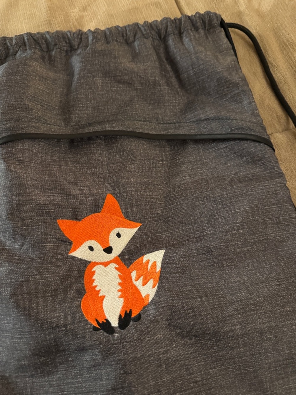 thirty-one Gray Drawstring Kids Backpack with Orange Fox